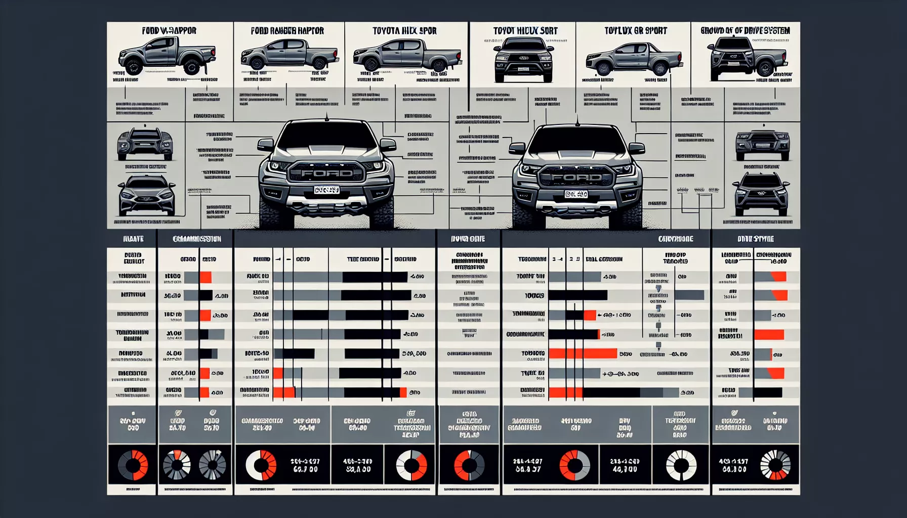 Bảng so sánh thông số kỹ thuật Ford Ranger Raptor và Toyota Hilux GR Sport